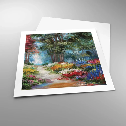 Plakát - Lesní zahrada, květinový les - 50x50 cm