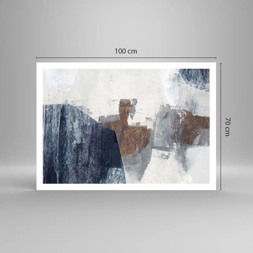 Plakát - Modro-hnědé tvary - 100x70 cm