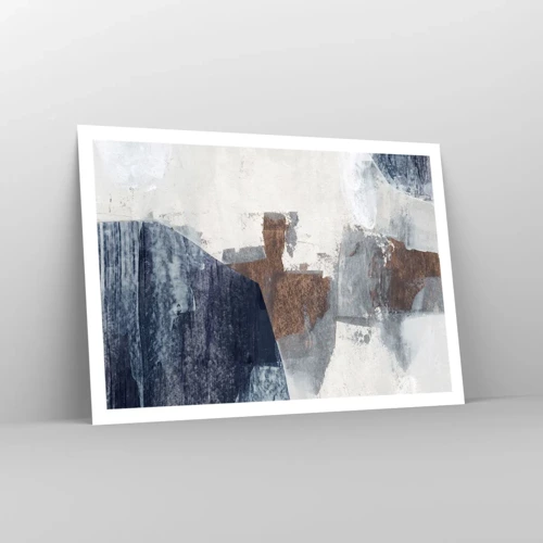 Plakát - Modro-hnědé tvary - 100x70 cm