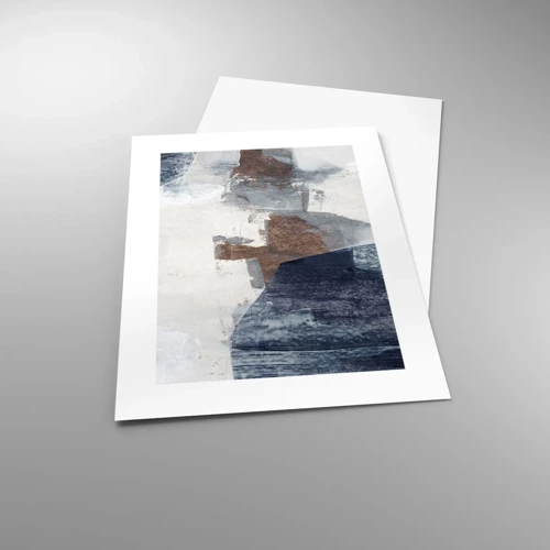 Plakát - Modro-hnědé tvary - 30x40 cm