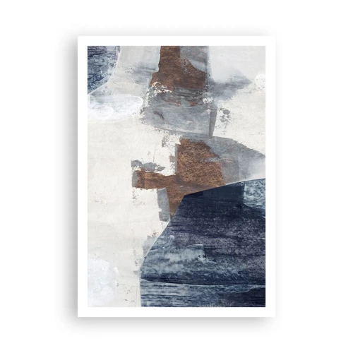 Plakát - Modro-hnědé tvary - 70x100 cm