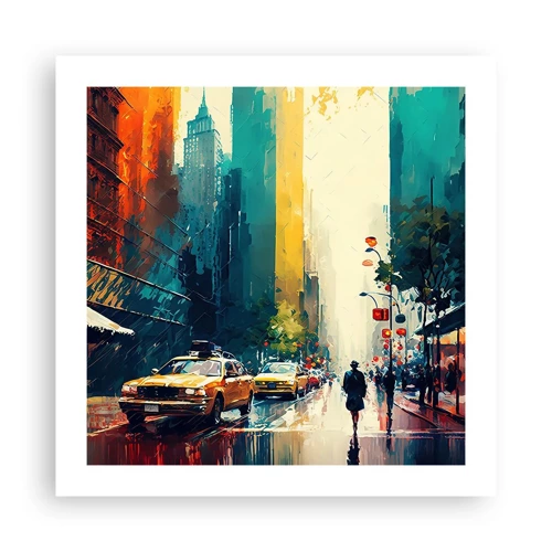 Plakát - New York – tady je i déšť barevný - 50x50 cm