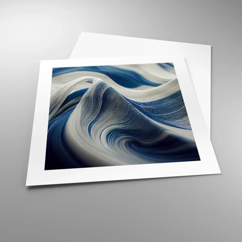 Plakát - Plynulost modré a bílé - 40x40 cm