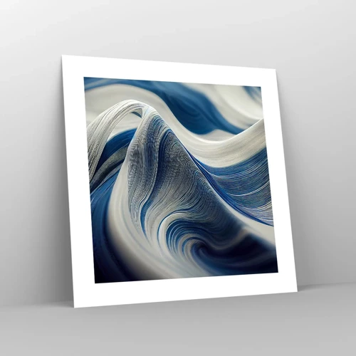 Plakát - Plynulost modré a bílé - 40x40 cm