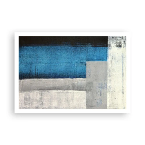 Plakát - Poetická kompozice šedé a modré - 100x70 cm