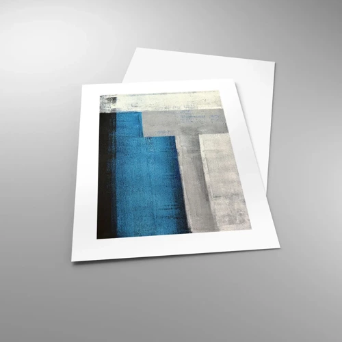 Plakát - Poetická kompozice šedé a modré - 30x40 cm