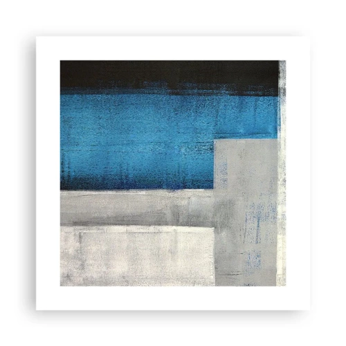 Plakát - Poetická kompozice šedé a modré - 40x40 cm