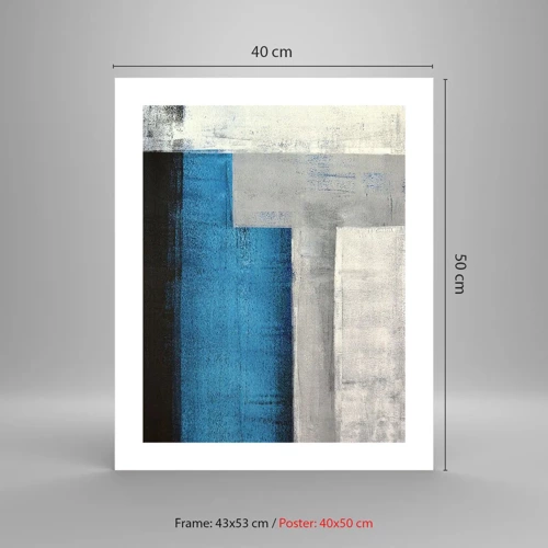 Plakát - Poetická kompozice šedé a modré - 40x50 cm