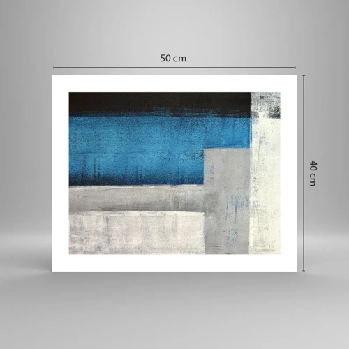 Plakát - Poetická kompozice šedé a modré - 50x40 cm