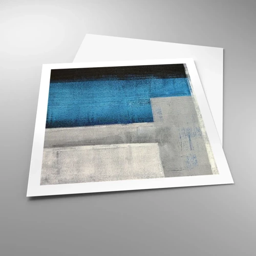 Plakát - Poetická kompozice šedé a modré - 60x60 cm