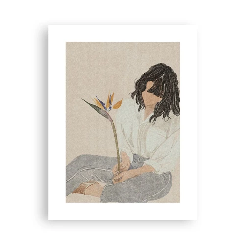 Plakát - Portrét s exotickou květinou - 30x40 cm