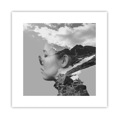Plakát - Povznešen portrét v oblacích - 30x30 cm