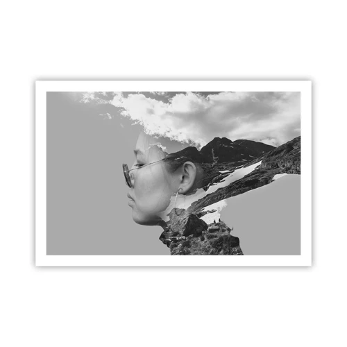 Plakát - Povznešen portrét v oblacích - 91x61 cm