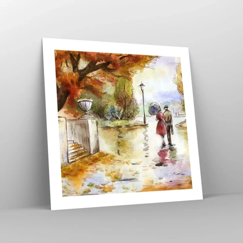 Plakát - Romantický podzim v parku - 50x50 cm
