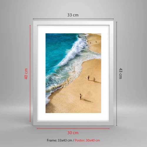 Plakát v bílém rámu - A pak slunce, pláž… - 30x40 cm