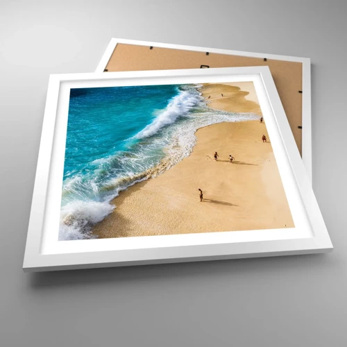 Plakát v bílém rámu - A pak slunce, pláž… - 40x40 cm