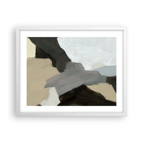 Plakát v bílém rámu - Abstrakce: křižovatka šedi - 50x40 cm