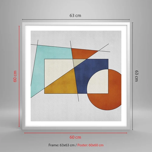 Plakát v bílém rámu - Abstrakce: modernistická zábava - 60x60 cm