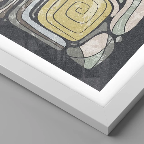 Plakát v bílém rámu - Abstrakce v předkolumbovském duchu - 40x30 cm