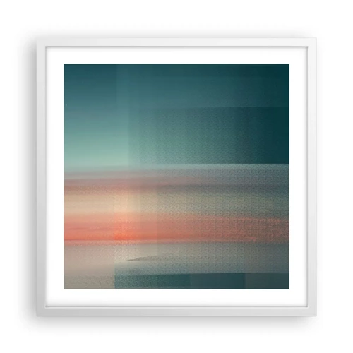 Plakát v bílém rámu - Abstrakce: vlny světla - 50x50 cm