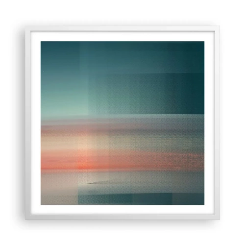 Plakát v bílém rámu - Abstrakce: vlny světla - 60x60 cm
