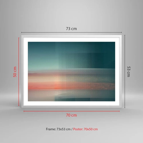 Plakát v bílém rámu - Abstrakce: vlny světla - 70x50 cm
