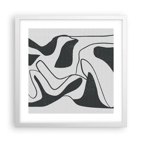 Plakát v bílém rámu - Abstraktní hra v labyrintu - 40x40 cm