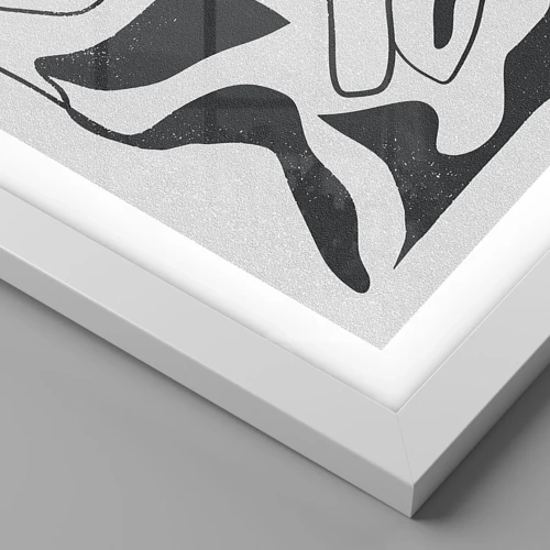 Plakát v bílém rámu - Abstraktní hra v labyrintu - 70x50 cm