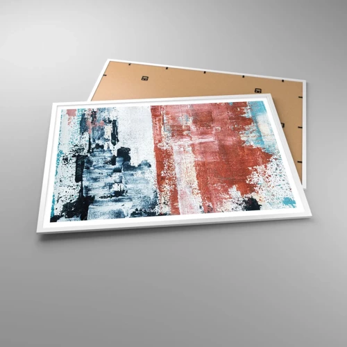 Plakát v bílém rámu - Abstraktní půl na půl - 100x70 cm