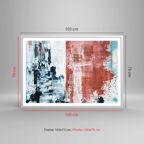 Plakát v bílém rámu - Abstraktní půl na půl - 100x70 cm