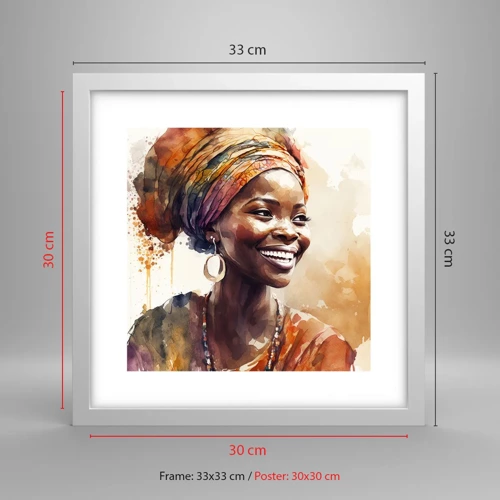 Plakát v bílém rámu - Africká královna - 30x30 cm