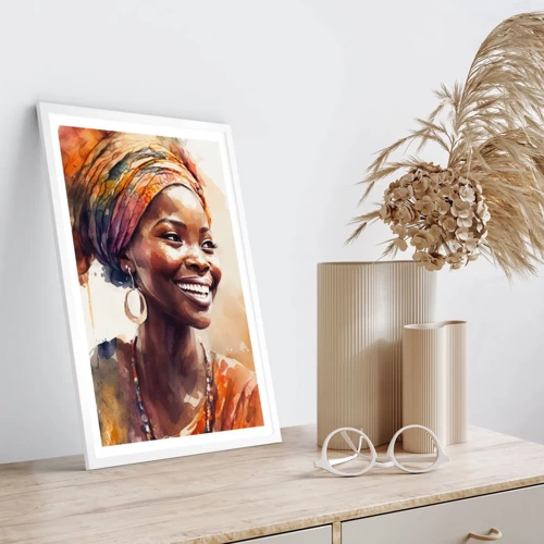 Plakát v bílém rámu - Africká královna - 30x40 cm