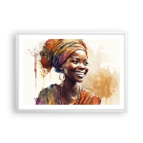 Plakát v bílém rámu - Africká královna - 70x50 cm