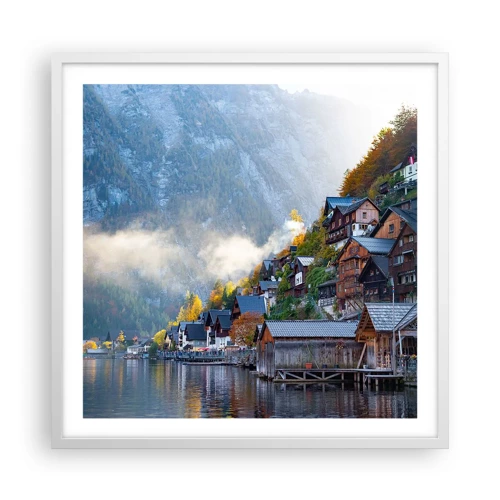Plakát v bílém rámu - Alpská krajina - 60x60 cm