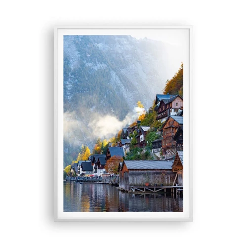 Plakát v bílém rámu - Alpská krajina - 70x100 cm