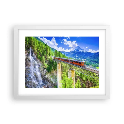 Plakát v bílém rámu - Alpská železnice - 40x30 cm