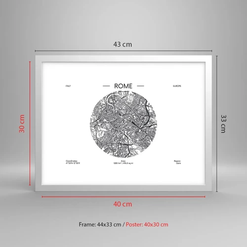 Plakát v bílém rámu - Anatomie Říma - 40x30 cm