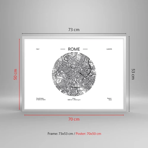 Plakát v bílém rámu - Anatomie Říma - 70x50 cm
