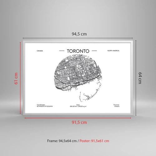 Plakát v bílém rámu - Anatomie Toronta - 91x61 cm