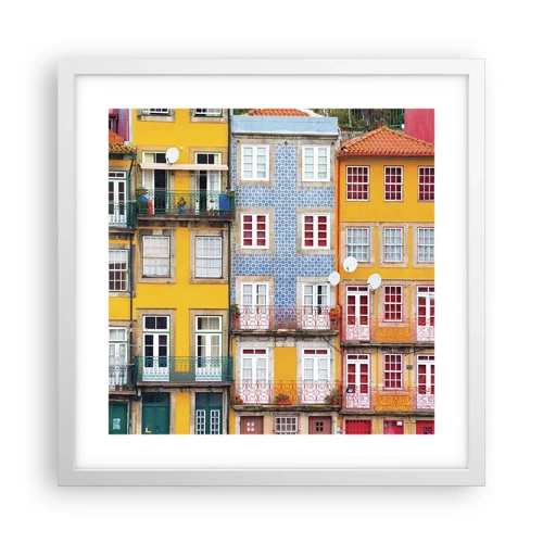Plakát v bílém rámu - Barvy starého města - 40x40 cm