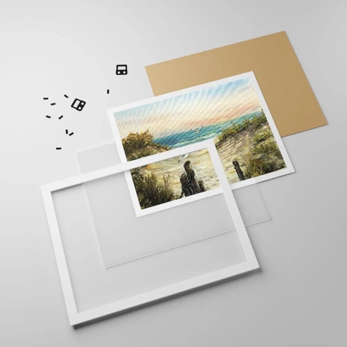 Plakát v bílém rámu - Bezvětří a samota - 100x70 cm