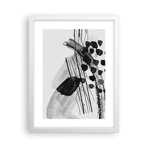 Plakát v bílém rámu - Černobílá organická abstrakce - 30x40 cm