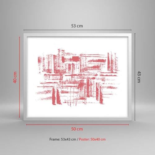 Plakát v bílém rámu - Červené město - 50x40 cm