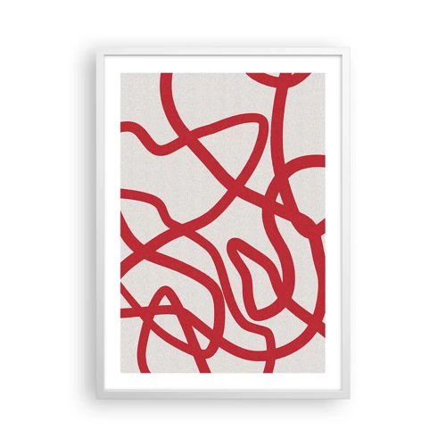 Plakát v bílém rámu - Červené na bílém - 50x70 cm
