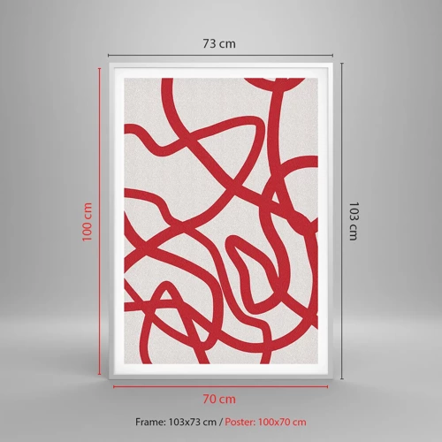 Plakát v bílém rámu - Červené na bílém - 70x100 cm