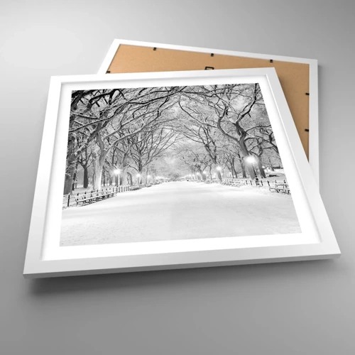 Plakát v bílém rámu - Čtyři roční období – zima - 40x40 cm