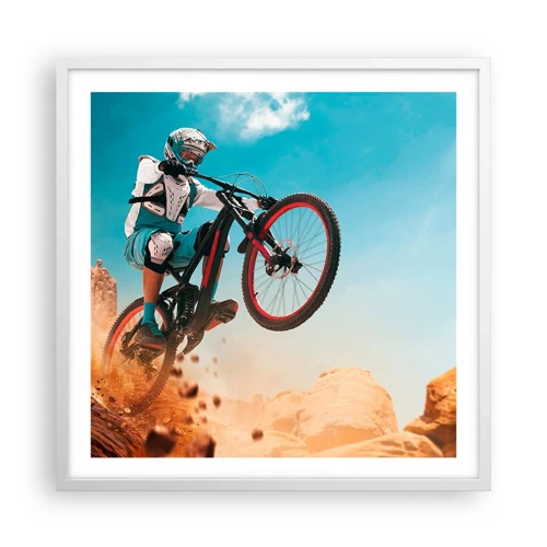 Plakát v bílém rámu - Cyklistický démon šílenství - 60x60 cm