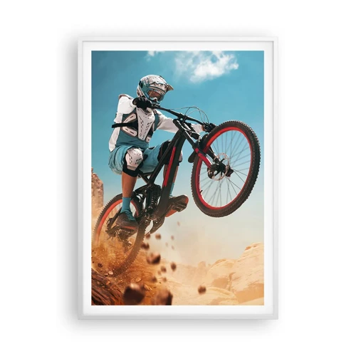 Plakát v bílém rámu - Cyklistický démon šílenství - 70x100 cm