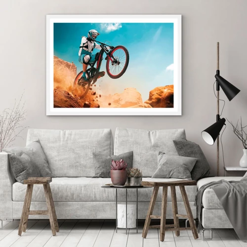 Plakát v bílém rámu - Cyklistický démon šílenství - 91x61 cm