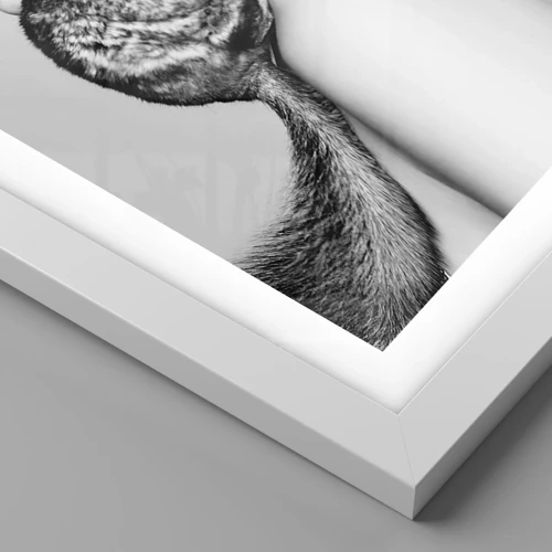 Plakát v bílém rámu - Dáma s činčilou - 50x40 cm
